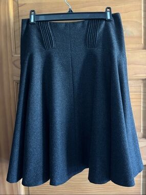 Farhi Flared Dark Grey Wool-Blend Skirt
